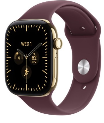 Inteligentné hodinky Apple Watch Series 12 GPS + Cellular 42 mm žiarivo zlatý titán, burgundsky červený športový remienok - S/M Chytré hodinky Apple Watch Series 12 GPS + Cellular 42 mm žiarivo zlatý titán, burgundsky červený športový remienok - S/M