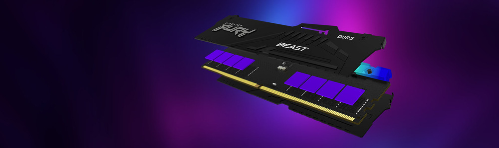 Pamäťový modul Kingston FURY Beast Black RGB 32GB DDR5 5200MHz CL40 DIMM Kingston FURY Beast RGB 32 GB (1× 32 GB) (KF552C40BBA-32)