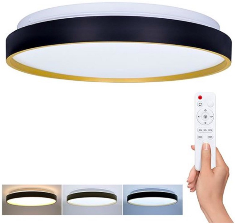 Stropné svietidlo Solight WO8013 CALA 48 W s diaľkovým ovládaním v čierno-zlatom prevedení a LED osvetlením