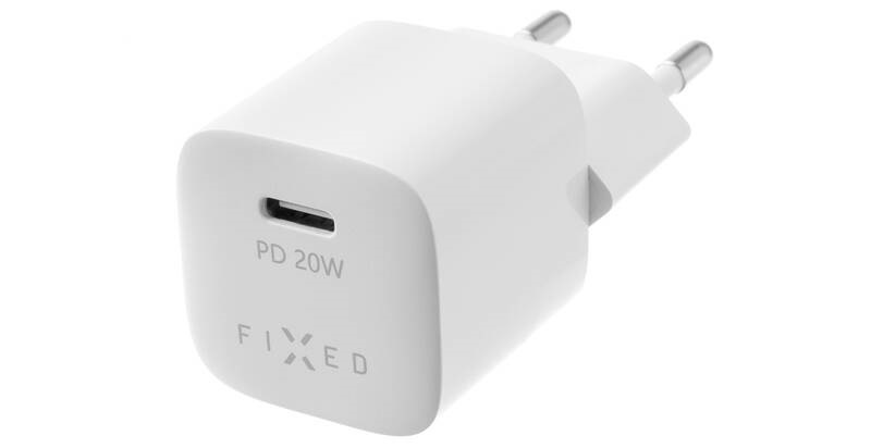 Nabíjačka do siete FIXED Mini USB-C PD 20W, MFI + Lightning kábel 1m biela