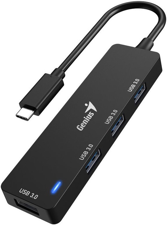 Genius UH-400, USB-C / 4× USB 3.0, čierna