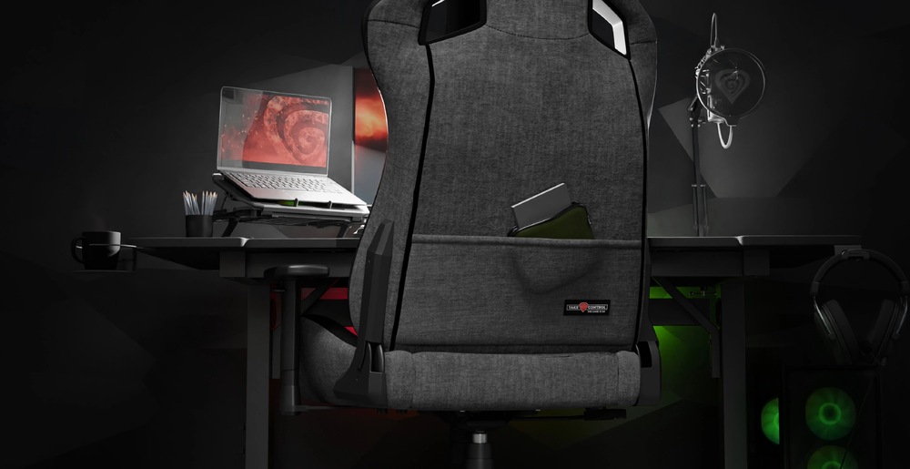 Herná stolička Genesis NITRO 660 čierna/sivá zadná strana hernej stoličky Genesis Nitro 660 s praktickým vreckom na príslušenstvo