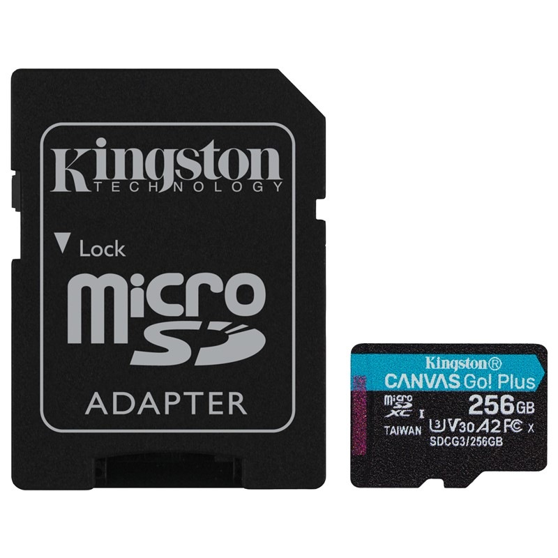 Pamäťová karta Kingston Canvas Go! Plus MicroSDXC 256 GB UHS-I U3 (170R/90W) + adaptér