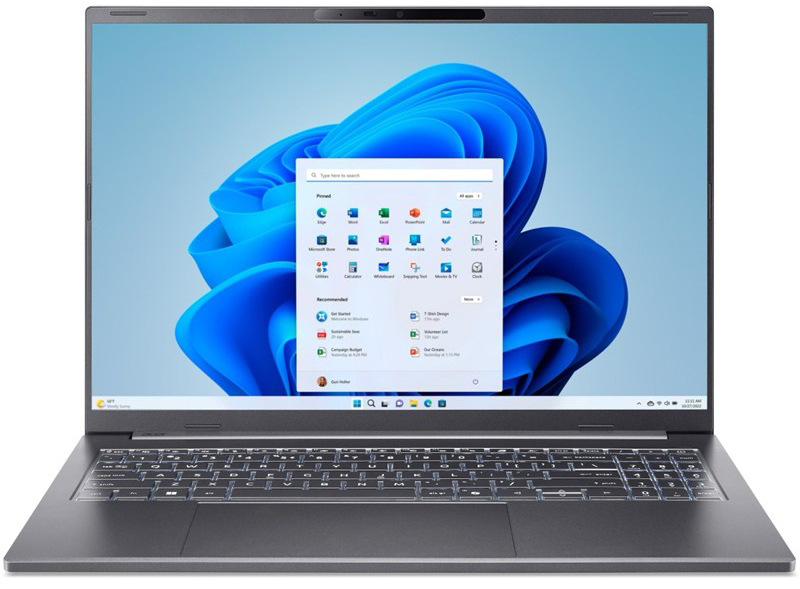 Notebook Acer Aspire 16 AI využívajúci funkcie umelej inteligencie, šedá farba
