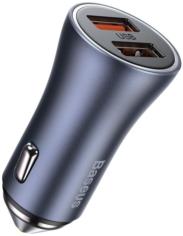 Adaptér do auta Baseus Golden Contactor Pro Dual 2xUSB 40W s káblom USB/USB-C 1m - sivý
