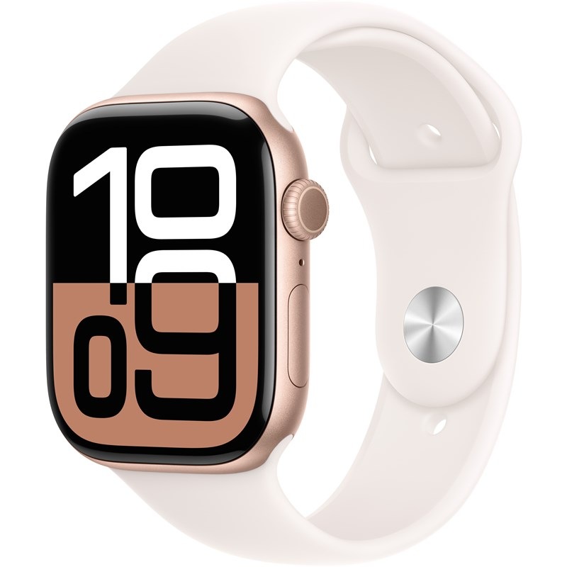Inteligentné hodinky Apple Watch Series 10 GPS 42mm ružovo zlatý hliník - svetlo rumenný športový remienok - S/M