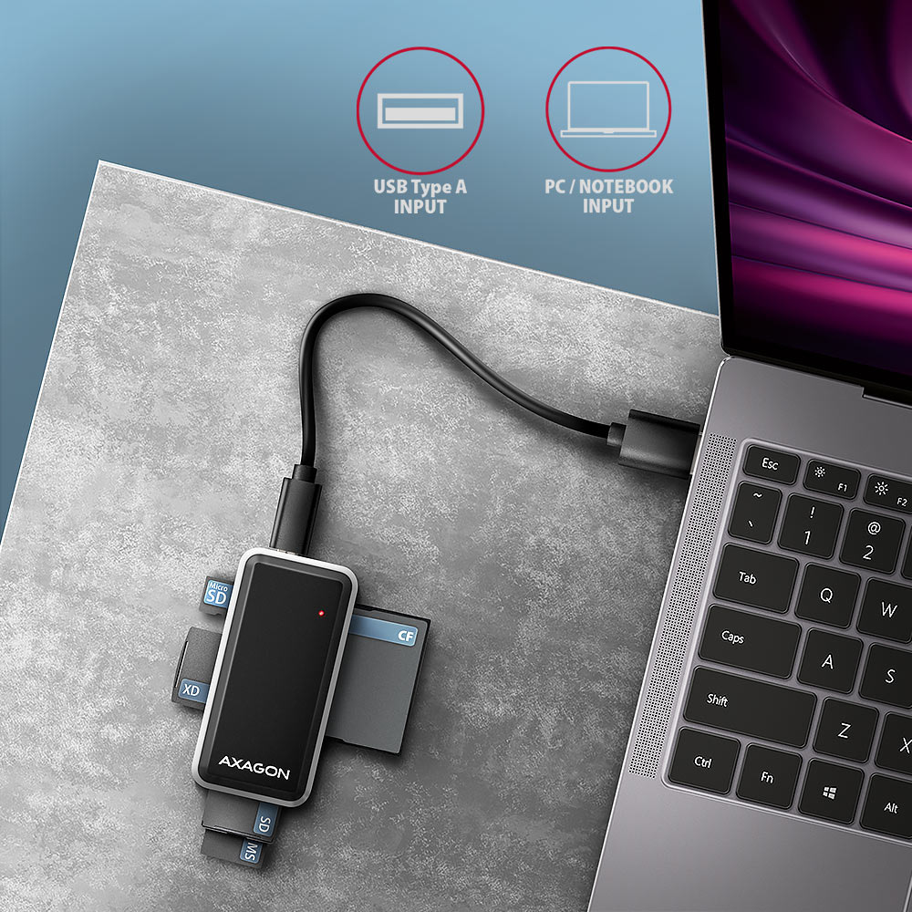 Axagon MINI Card Reader USB 2.0 zaujme aj intuitívnym zapojením plug and play