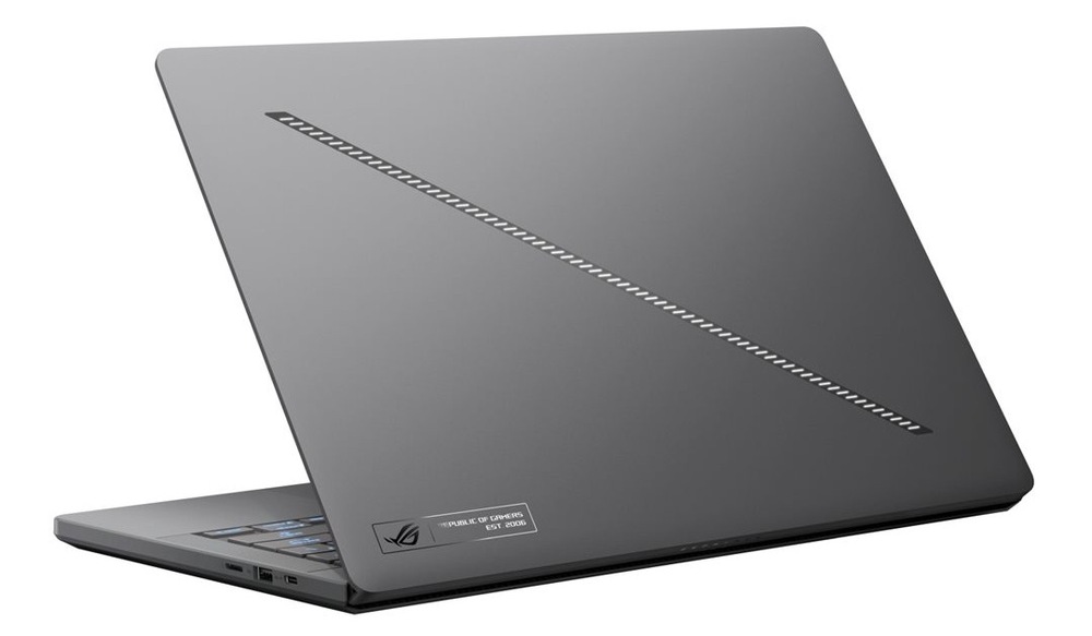 Pootvorený notebook Asus ROG Zephyrus G14 zozadu
