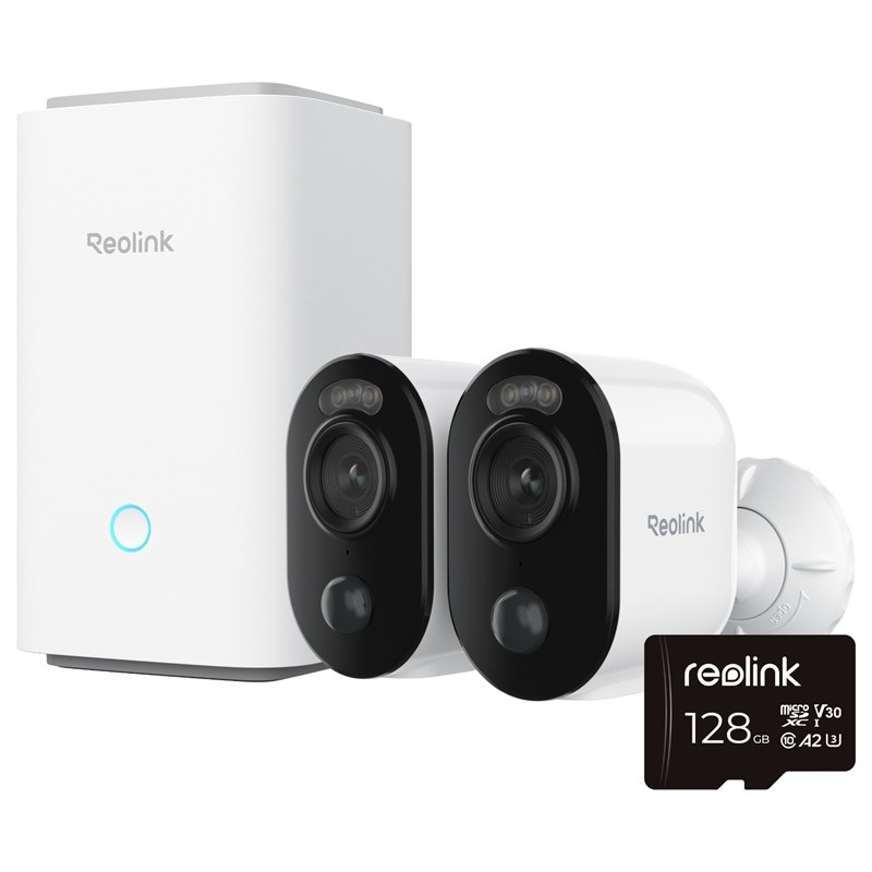 IP kamera Reolink 2x Argus Series B310 + Hub 1 + 128GB microSD karta biela