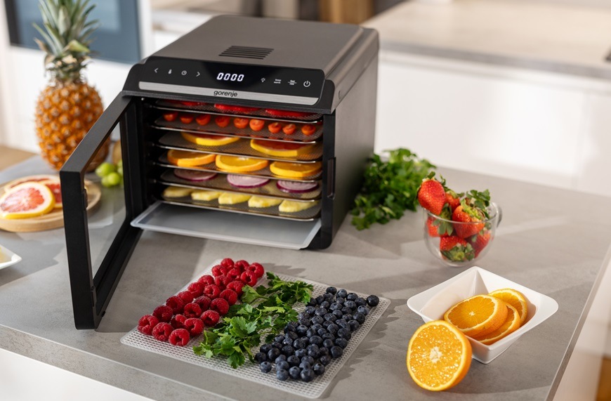 Sušička ovocia Gorenje FDK600DB, čierna, LED displej a funkcia časovača