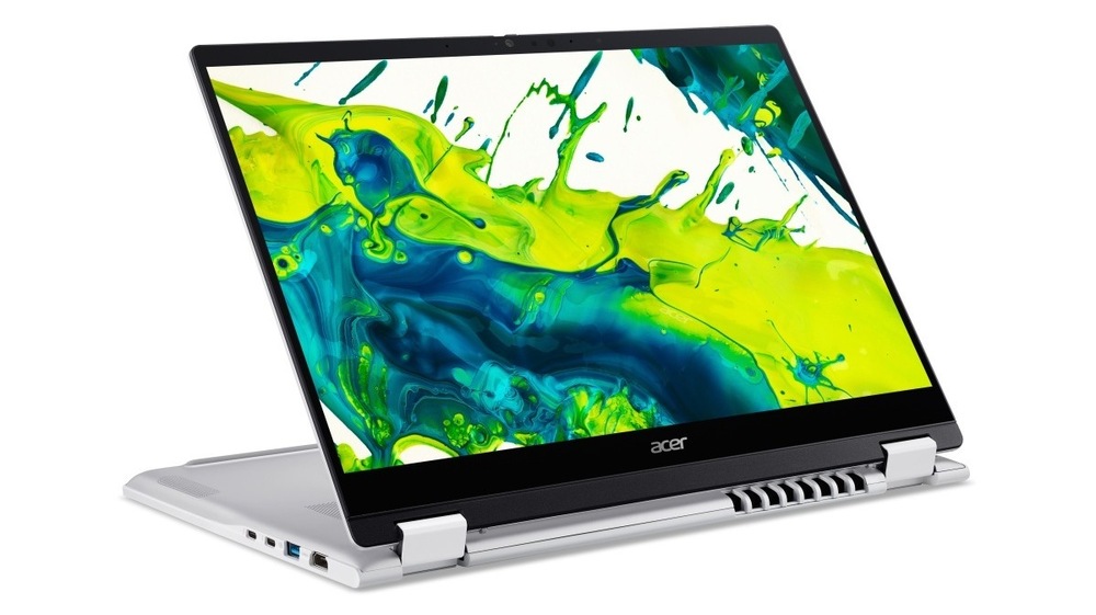 Notebook Acer Swift Spin 14 AI (SFSP14-I51T-765Q) strieborný Notebook Acer Swift Spin 14 AI (SFSP14-I51T-765Q) v polohe pre prezentáciu
