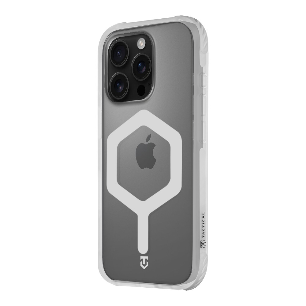Kryt na mobil Tactical MagForce Hexagon na Apple iPhone 16 Pro - biely/priehľadný