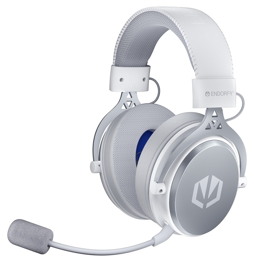 Headset ENDORFY VIRO Wireless Onyx White biely Produktový pohľad na biely headset ENDORFY VIRO Wireless s mikrofónom na svetlom pozadí