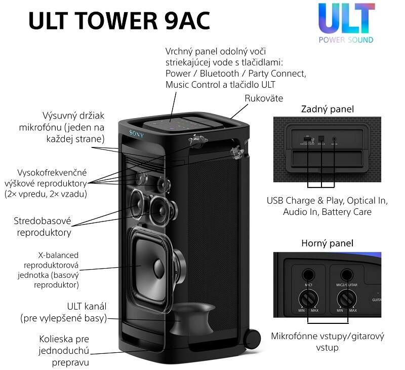 Párty reproduktor Sony ULT TOWER 9 AC čierny Párty reproduktor Sony ULT TOWER 9 AC čierny