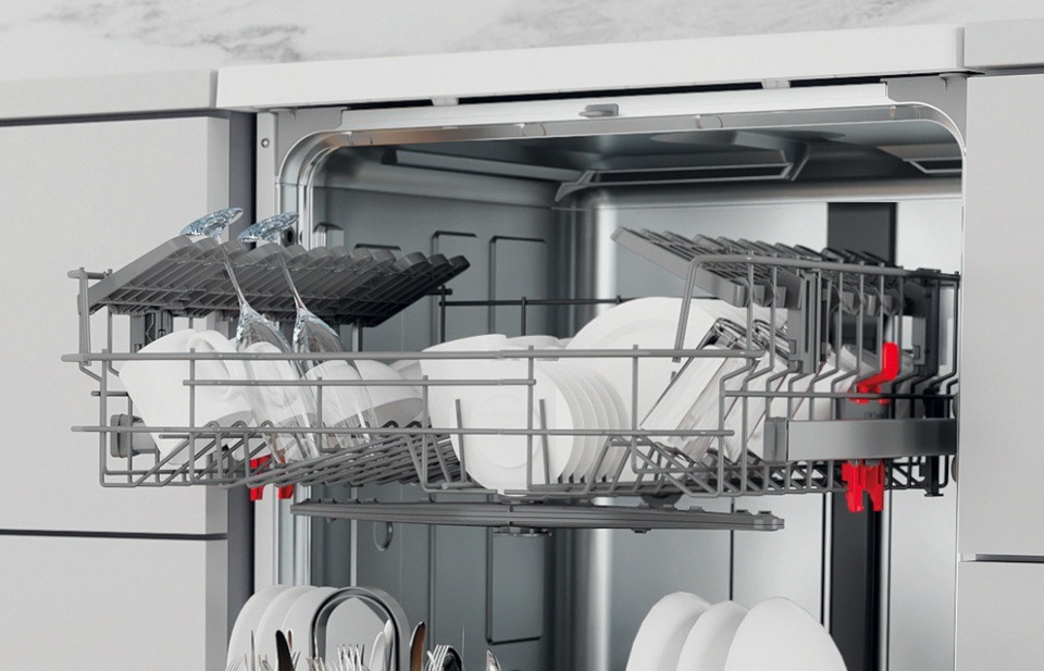 Umývačka riadu Whirlpool W2F HD624 X strieborná, nastaviteľný horný kôš