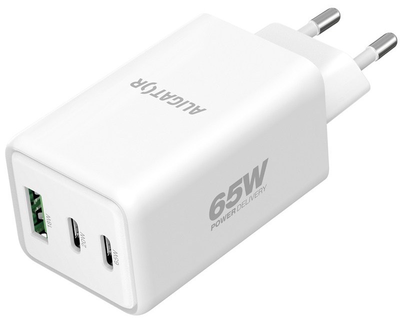 Nabíjačka do siete Aligator s výkonom až 65 W, biela farba