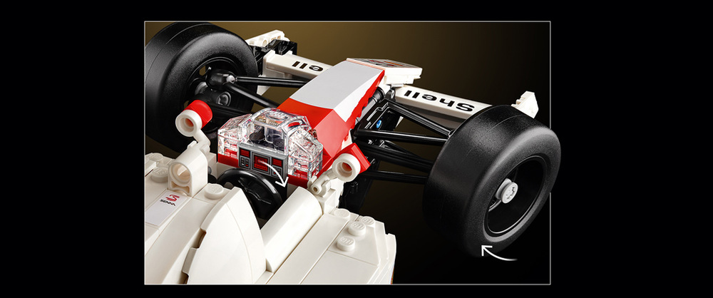 Stavebnica LEGO® Icons 10330 McLaren MP4/4 a Ayrton Senna Detailný model legendárneho McLarenu MP4/4 z roku 1988 pripomína éru Ayrtona Senny vo Formule 1.