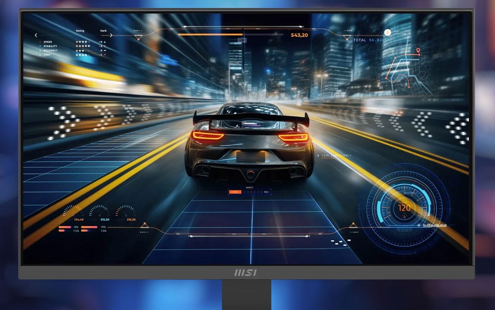 Monitor MSI PRO MP275Q E14 čierny Monitor MSI PRO MP275Q E14 pri hraní závodnej hry s plynulým obrazom