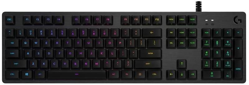 Klávesnica Logitech Gaming G512, RGB, GX Brown (hmatové), US čierna