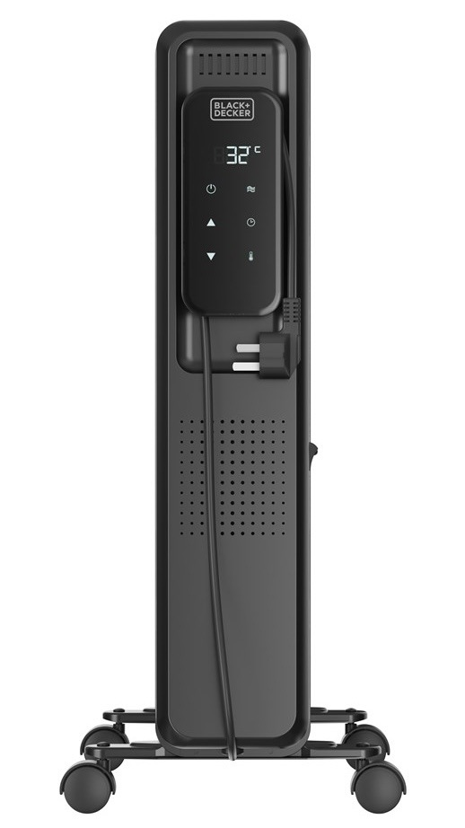 Olejový radiátor Black+Decker BXRA2501E čierny Pohľad na olejový radiátor spredu