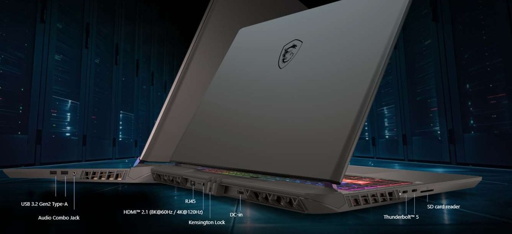 MSI Vector 16 HX AI exceluje tiež šíri konektivity
