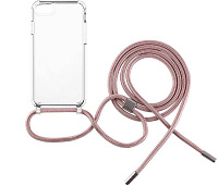 Kryt na mobil FIXED Pure Neck s ružovou šnúrkou na krk na Apple iPhone 7/8/SE (2020/2022) priehľadný FXDFIXPUN100PI