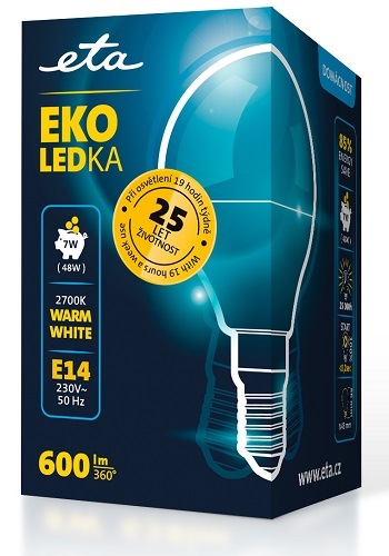 LED žiarovka ETA EKO LEDka mini globe 7W, E14, teplá bílá Žiarovka ETAP45W7WW01, úspora