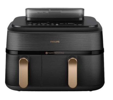 Fritéza teplovzdušná Philips NA552/00 Airfryer dual basket s parou 9 l, čierna