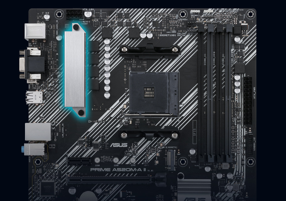 Základná doska Asus PRIME A520M-A II/CSM Asus PRIME A520M-A II/CSM dbá aj na chladenie