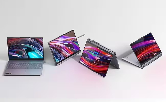 Notebook Lenovo IdeaPad 5 v polohe laptopu, tabletu, stanu a tabletu so stojanom