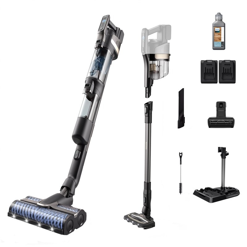 Viacúčelový vysávač Philips XW9465/11 9000 Series AquaTrio aj s jeho príslušenstvom.