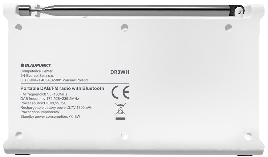 Rádioprijímač s DAB+ Blaupunkt DR3 biely Rádioprijímač DAB+ Blaupunkt DR3WH