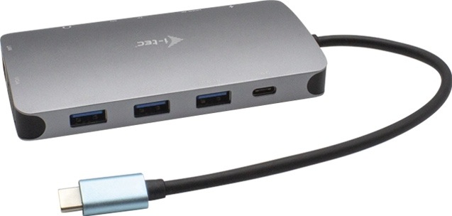 Dokovacia stanica i-tec s integrovaným USB-C káblom, tromi portami USB-A a jedným USB-C.