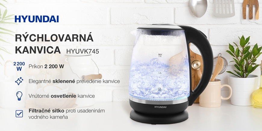 Rýchlovarná kanvica Hyundai VK745 sklo Rýchlovarná kanvica Hyundai VK 745, sklo