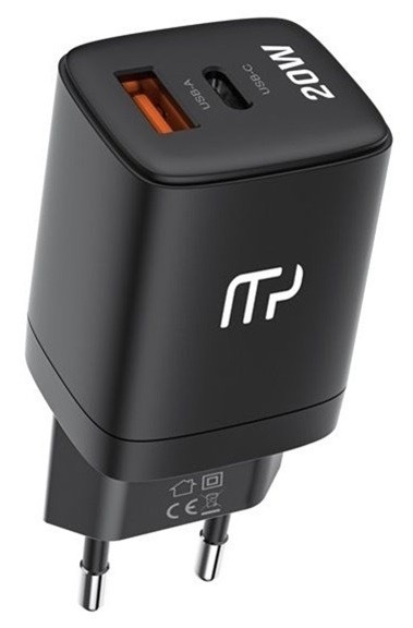Nabíjačka do siete myPhone SwiftCharge Duo, USB-A/USB-C, 20W čierna