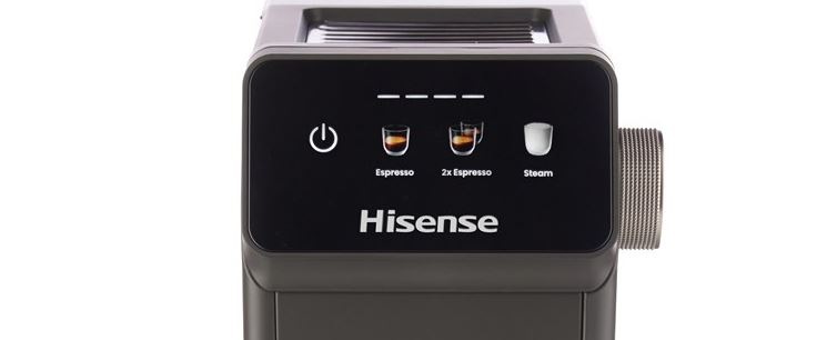 Espresso Hisense HESCM20LP antracitová farba detail na farebný displej kávovaru Hisense HESCM20LP.