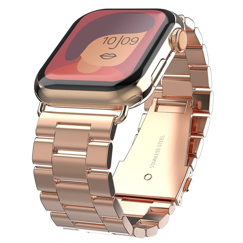 Remienok Swissten na Apple Watch, kovový, 38/40/41 mm ružový/zlatý