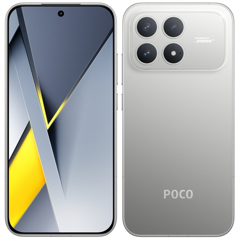 Telefón POCO F8 Pro 5G, 12 GB / 256 GB, strieborná farba.