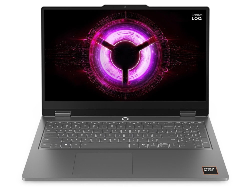 Otvorený a zapnutý notebook Lenovo LOQ Essential 15ARP11