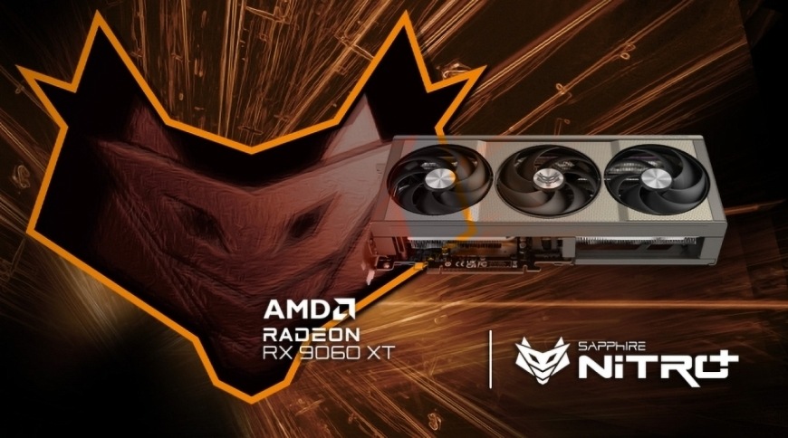 Grafická karta Sapphire Nitro+ AMD Radeon RX 9060 XT GAMING 16GB Sapphire Nitro+ RX 9060 XT v akčnom hernom vizuáli s výrazným motívom líščieho loga