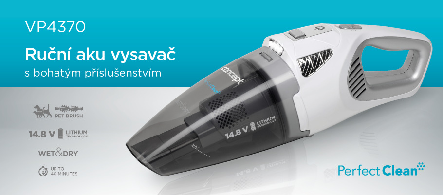 Vysávač akumulátorový Concept VP4370 sivý/biely Vysávač akumulátorový Concept VP4370 sivý/biely