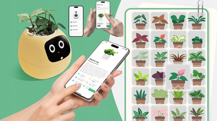 Inteligentný kvetináč Plantsio IVY generácia 2 žltý Chytrý kvetináč Plantsio IVY generácia 2 - žltá