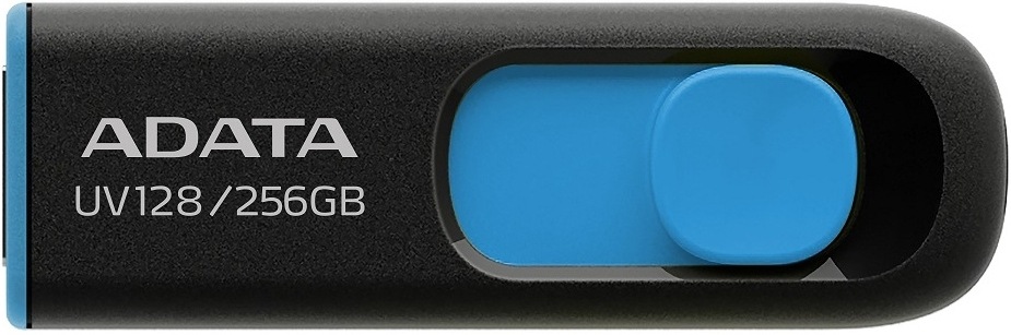USB flashdisk ADATA Dash Drive UV128 256GB čierny/modrý Detail kompaktného USB flash disku ADATA