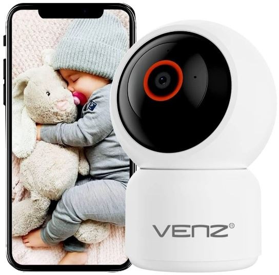 IP kamera Venz by WOOX R4259 biela Pohľad na spiace bábätko a kameru Venz WOOX