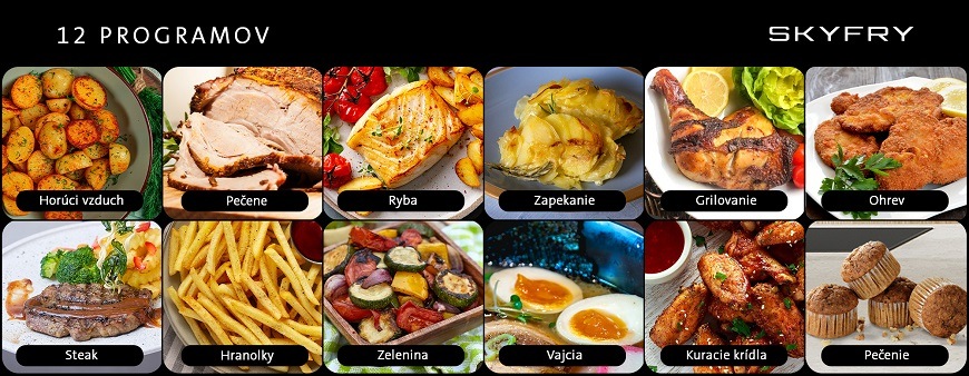 Fritéza teplovzdušná ETA SkyFry, programy