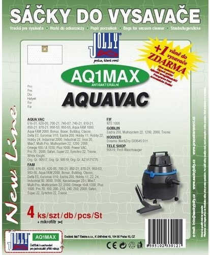 Vrecká do vysávača Jolly MAX AQ 1 (4+1ks) pre vysávače Aquavac a Göblin