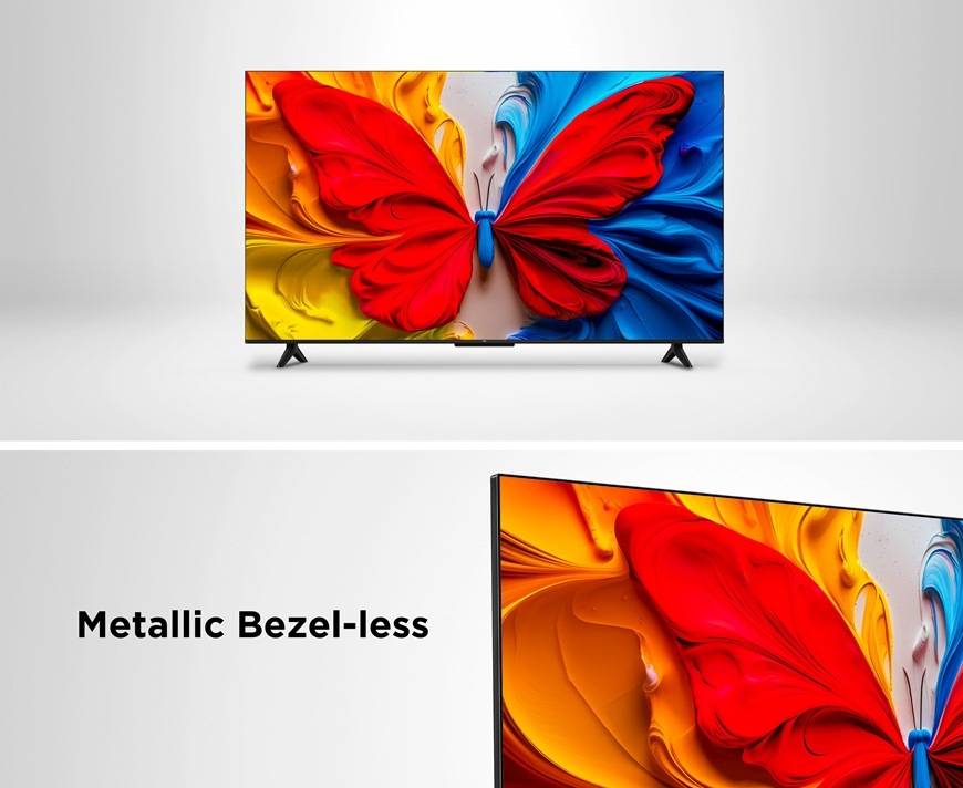 Televízia TCL 50S5L zaujme elegantným bezrámčekovým dizajnom s kovovým prevedením, ktoré zvýrazňuje moderný vzhľad a maximalizuje plochu obrazu.