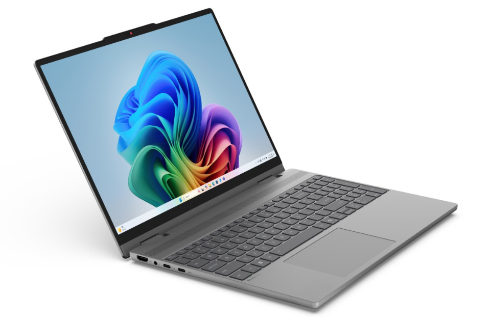 Notebook Lenovo IdeaPad 5 2-in-1 15IPH11 sivý Otvorený a zapnutý notebook Lenovo IdeaPad 5 15IPH11 otočený doprava