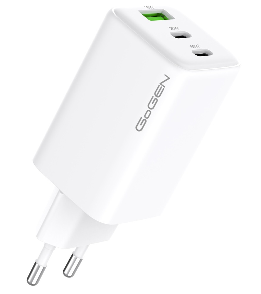 Nabíjačka do siete GoGEN ACHPDQ365, 2x USB-C PD 65W + 20W, 1x USB-A 18W biela Nabíjačka do siete GoGEN ACHPDQ365, 2x USB-C PD 65W + 20W, 1x USB-A 18W biela
