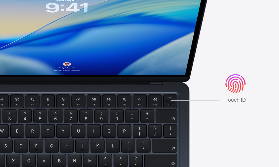 Apple MacBook Air також підтримує захист входу Touch ID